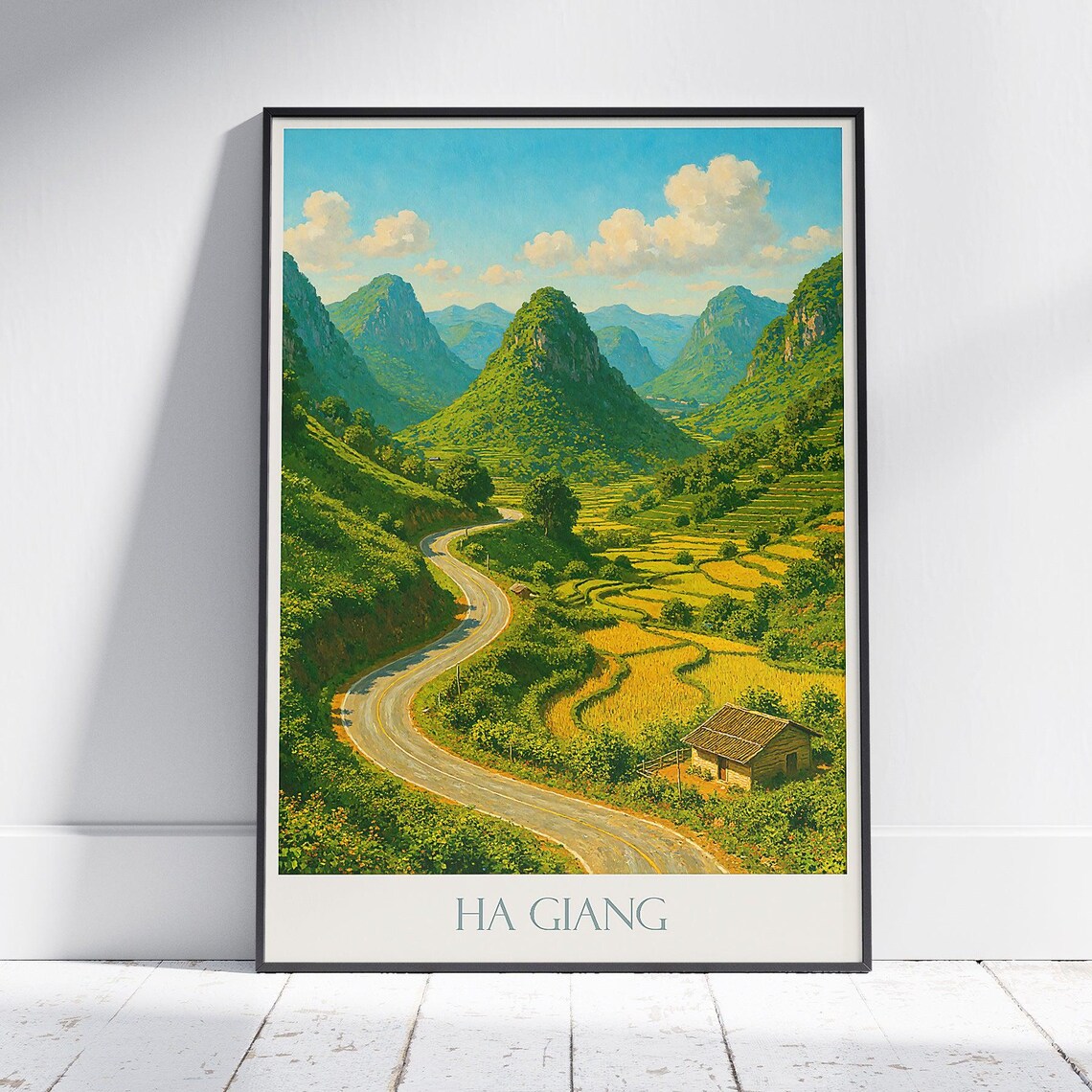 Ha Giang Winding Mountain Road Rice Terraces Vietnam Travel Poster
