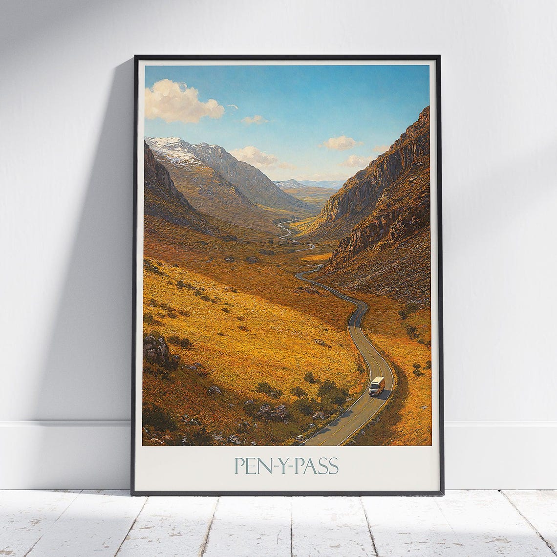 Pen-Y-Pass Snowdonia Winding Mountain Road Valley Art Poster