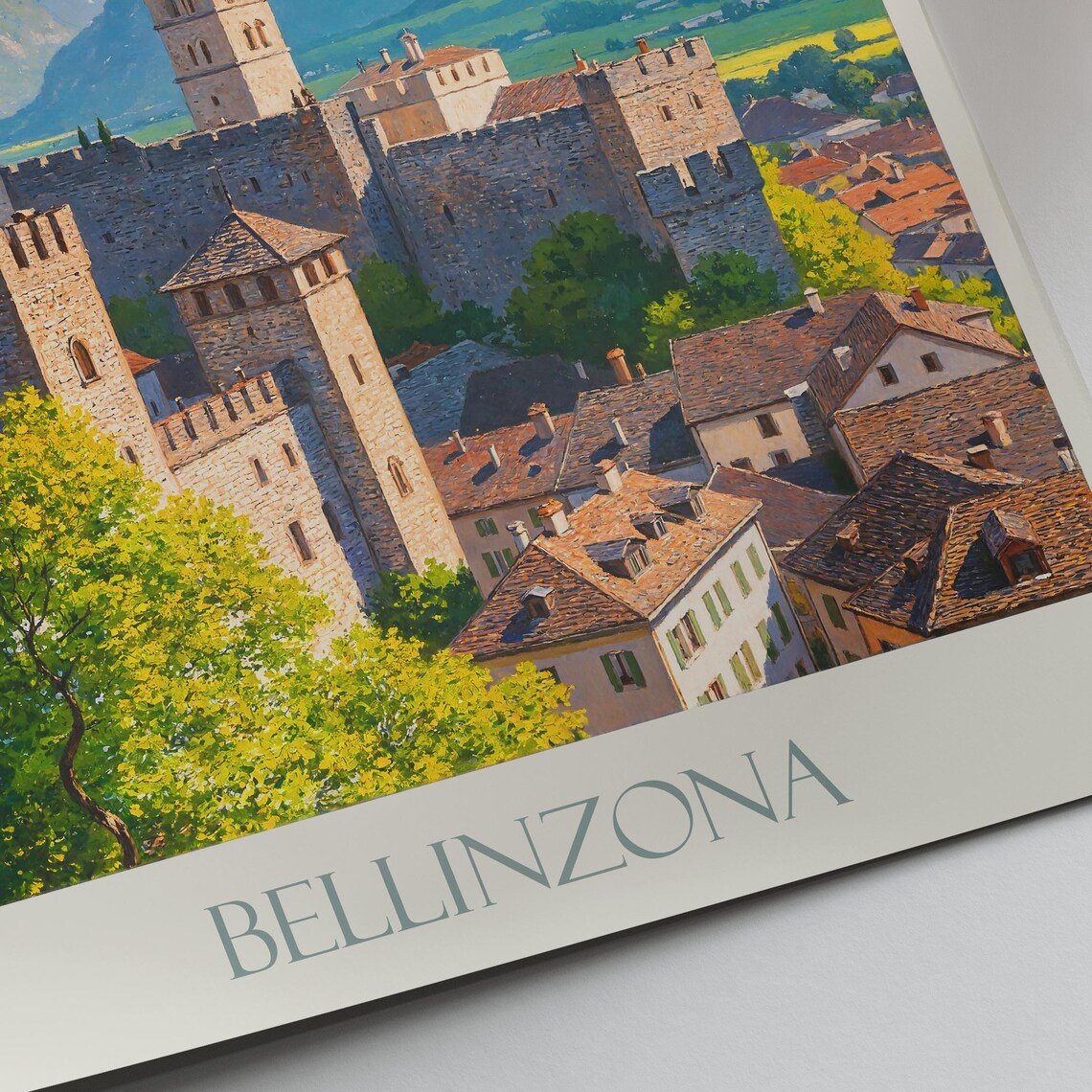Bellinzona Switzerland Medieval Castle Towers Mountain View Poster - Image 3