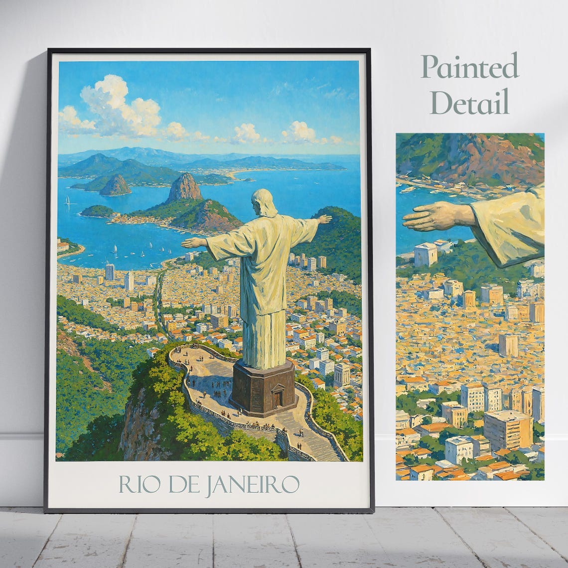 Rio de Janeiro Christ the Redeemer Painted Brazil Travel Poster