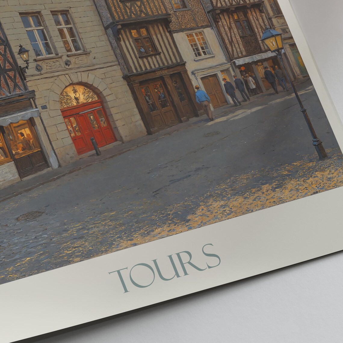 Tours France Historic Half Timbered Old Town Painted Travel Poster - Image 2
