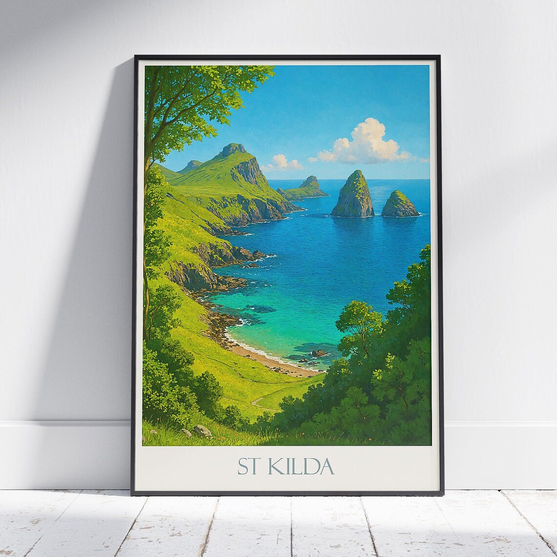 St Kilda Scotland Dramatic Sea Stacks Remote Island Travel Poster