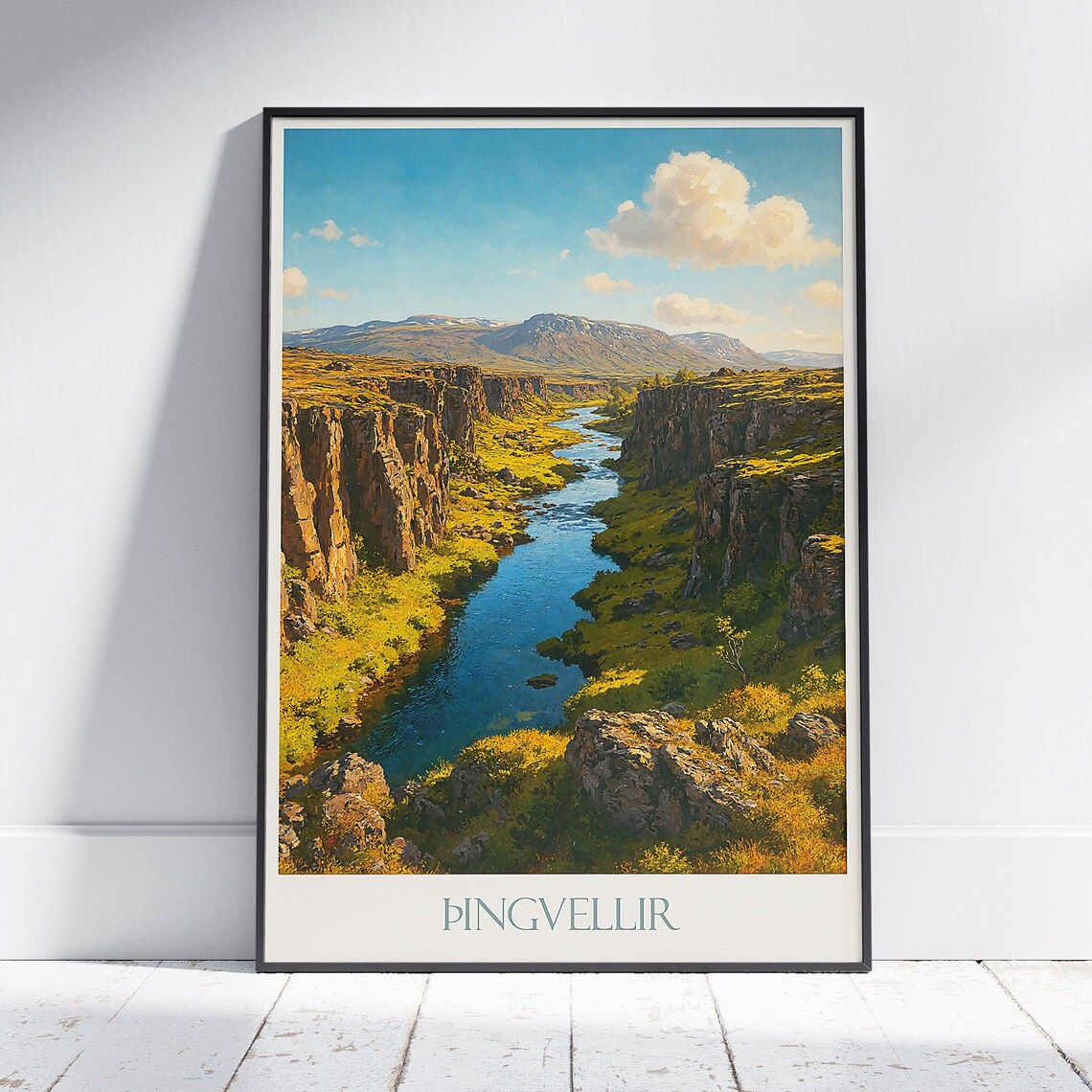 Thingvellir Iceland Golden Canyon River Rocky Gorge View Poster