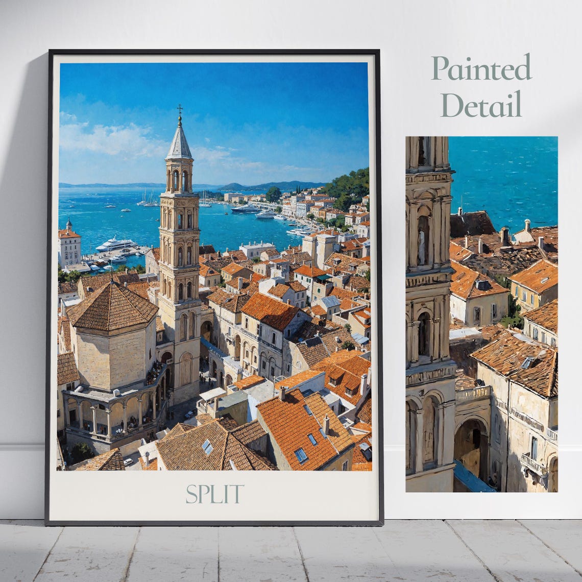 Split Travel Print Croatia Travel Poster Painted Wall Art Home Decor Framed Personalized Print Vacation Travel Gift