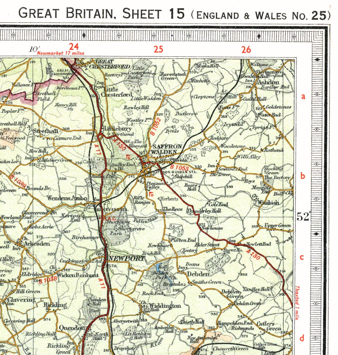 Hertfordshire Buckinghamshire Vintage Bartholomew Map Wall Art - Image 2