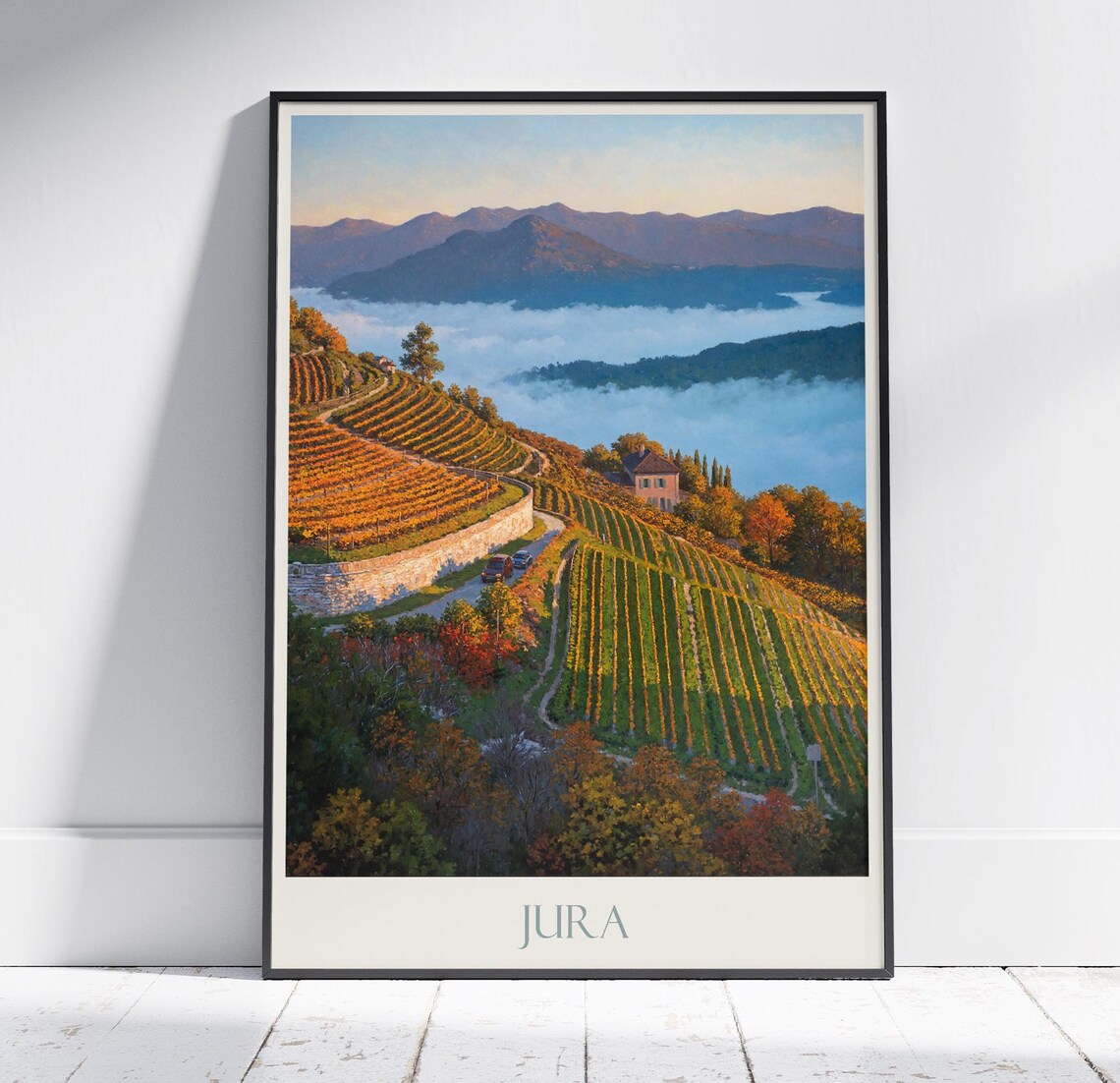 Jura Rolling Vineyard Hills Golden Harvest Landscape Travel Poster