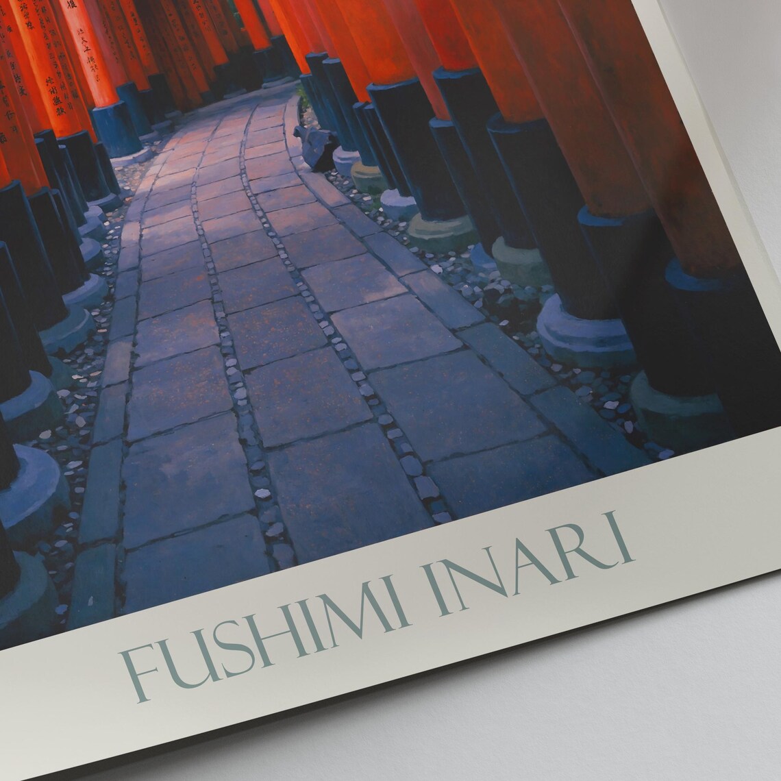 Fushimi Inari Kyoto Red Torii Gates Shrine Painted Travel Poster - Image 2