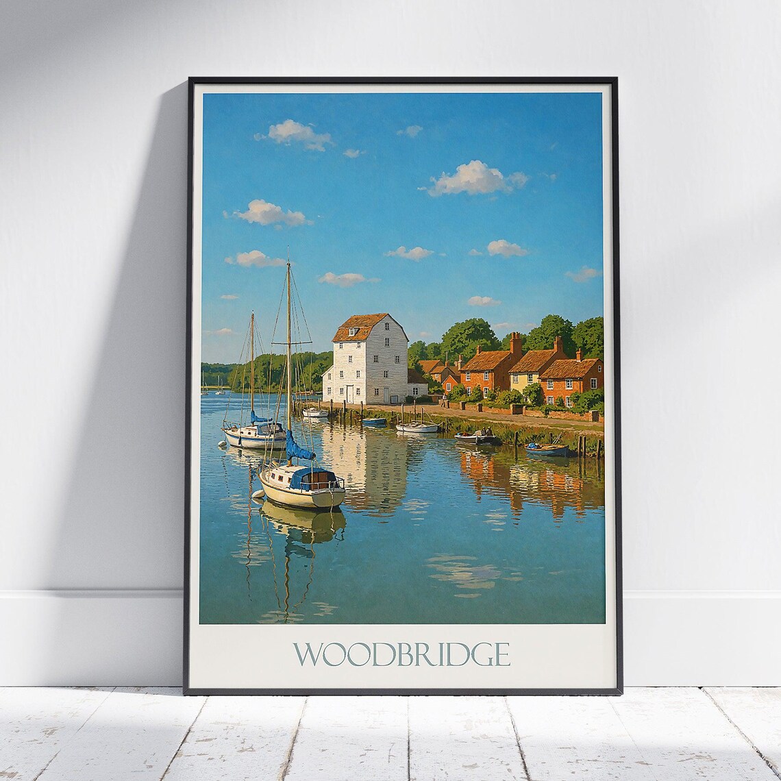 Woodbridge Suffolk Tide Mill Riverside Sailboats Travel Poster