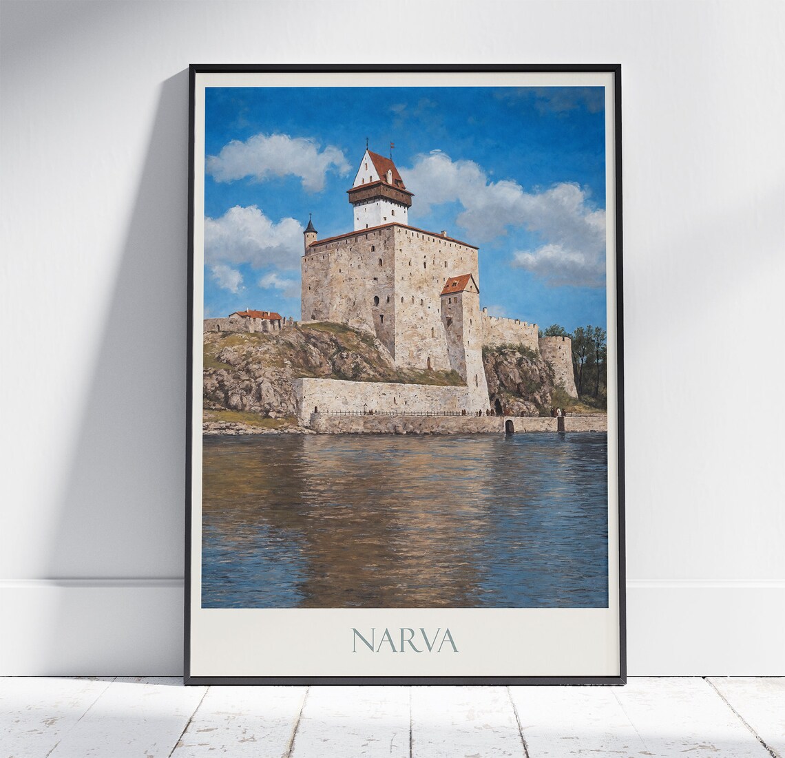 Narva Hermann Castle Painted River Fortress Estonia Heritage Poster