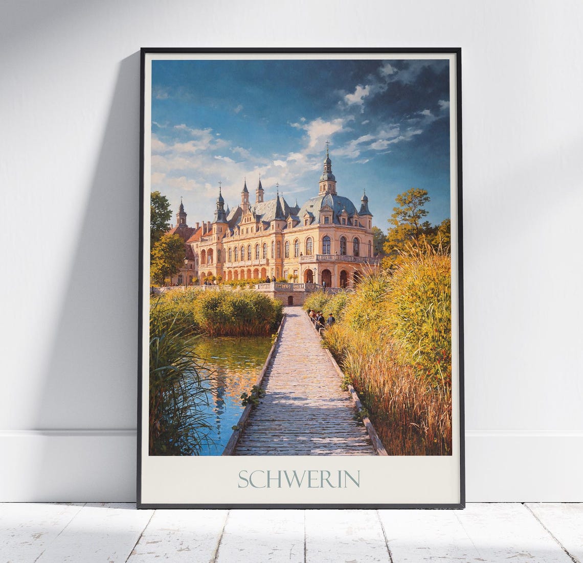 Schwerin Castle Germany Lakeside Palace Travel Painting Wall Art