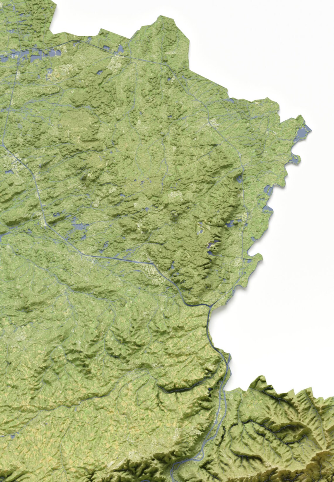 Belgium Country Green Shaded Relief Topographic Map Art Print - Image 2