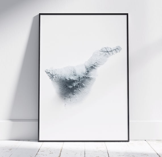 Tenerife Canary Islands 3D Minimalist Topographic Relief Poster