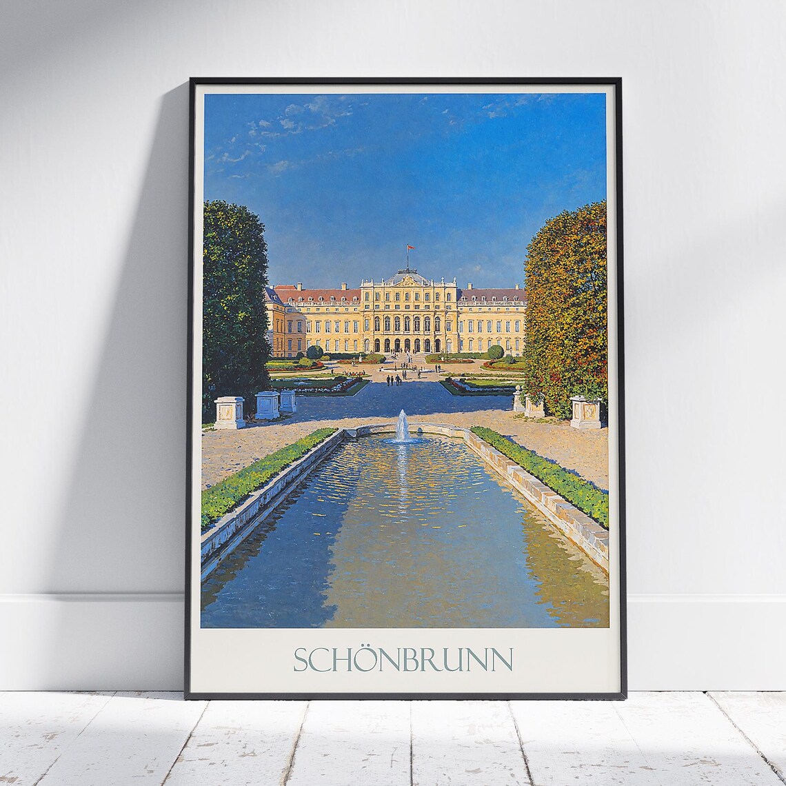 Schonbrunn Palace Reflecting Pool Gardens Vienna Austria Travel Poster