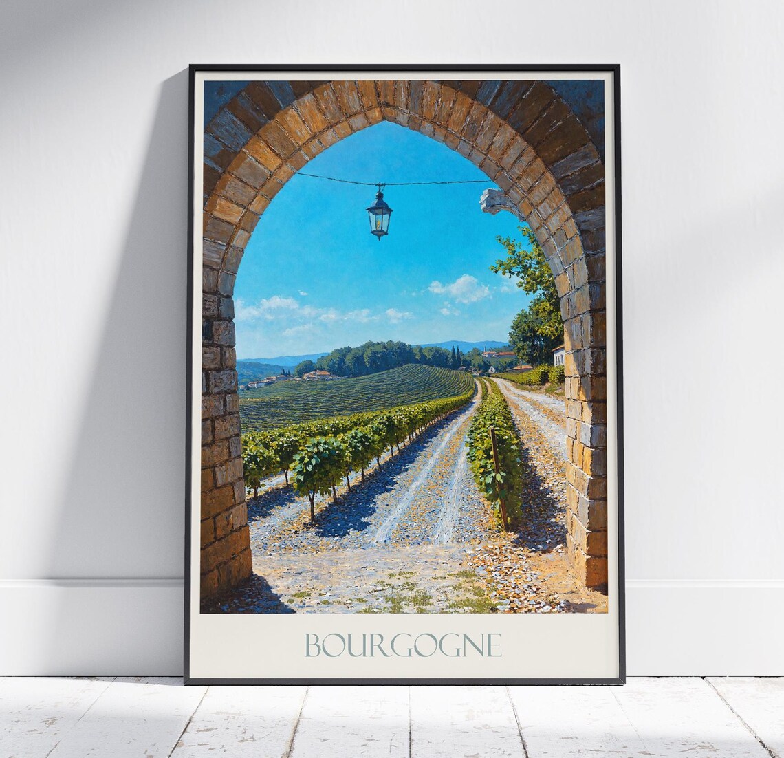 Bourgogne Vineyard Stone Archway France Wine Country Travel Poster