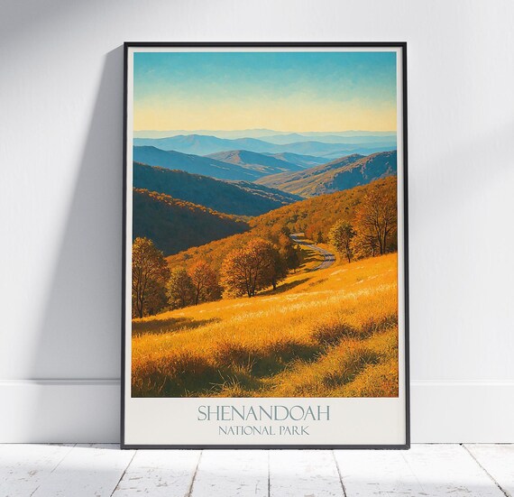 Shenandoah National Park Golden Autumn Ridges Blue Mountains Poster