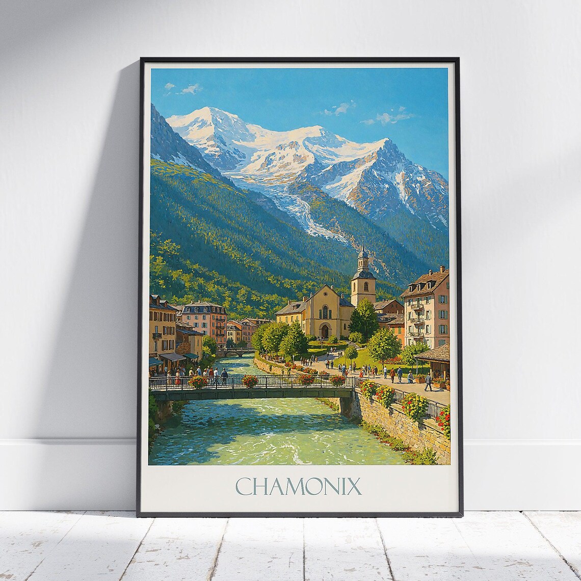 Chamonix Mont Blanc Alpine Old Town Vintage French Alps Travel Poster