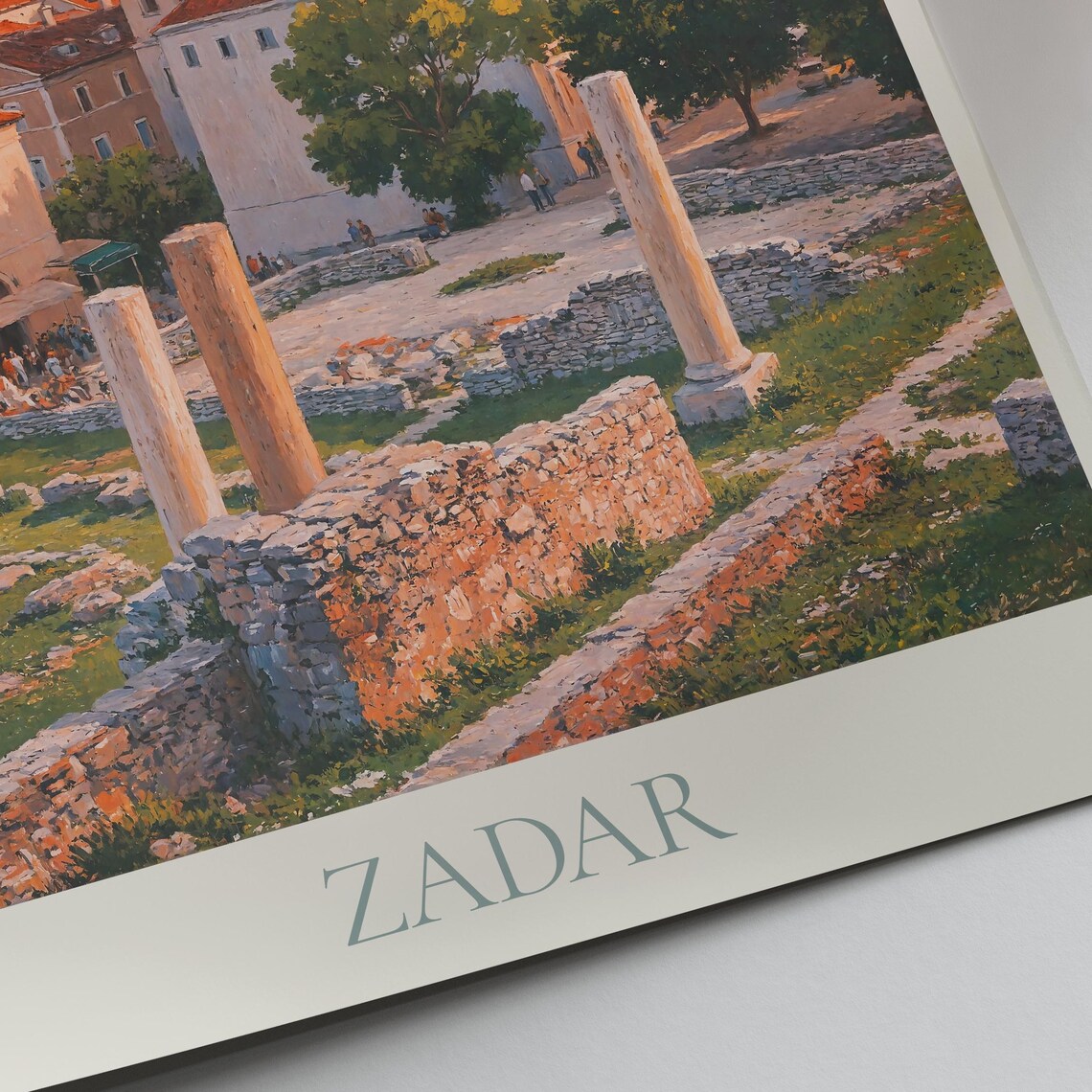 Zadar Croatia Roman Ruins Bell Tower Old Town Sunset Painted Poster - Image 2