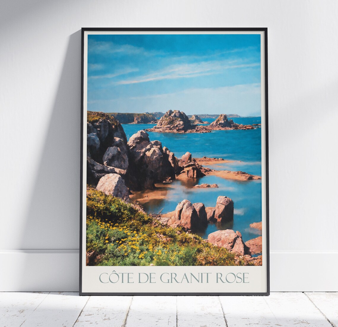 Pink Granite Coast Brittany France Rocky Shore Scenic Poster