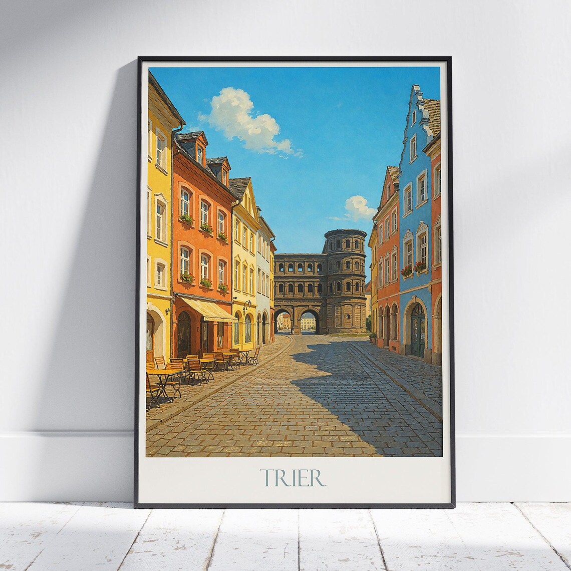 Trier Germany Porta Nigra Ancient Gate Travel Poster in Color