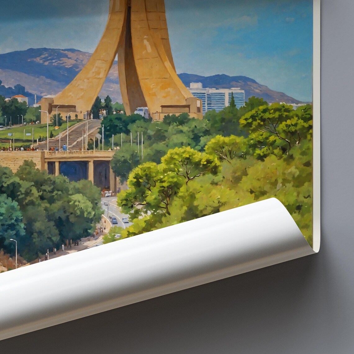 Algiers Algeria Martyrs Memorial Painted Travel Poster Landmark - Image 3