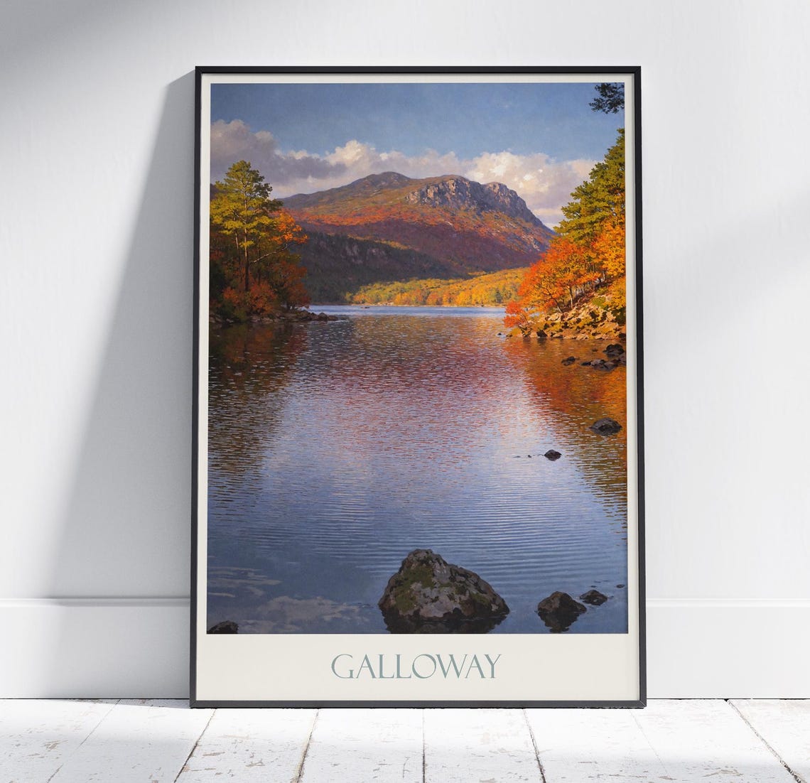 Galloway Autumn Loch Mountains Reflection Scotland Travel Poster