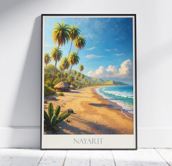 Nayarit Travel Print Travel Poster Painted Wall Art Print Home Decor Framed Personalized Print Vacation Travel Gift
