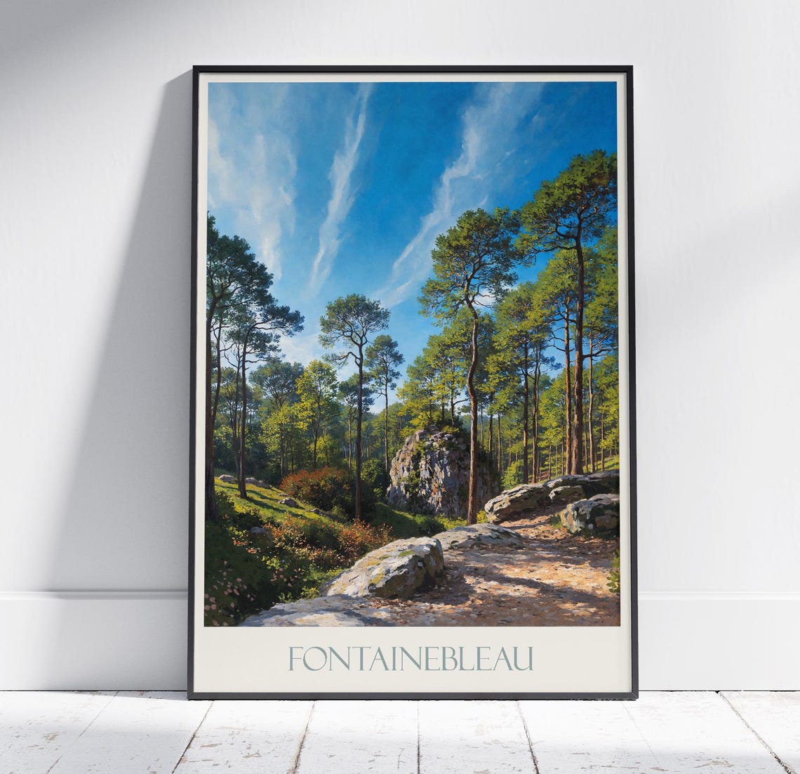 Fontainebleau France Pine Forest Rocks Painted Travel Poster