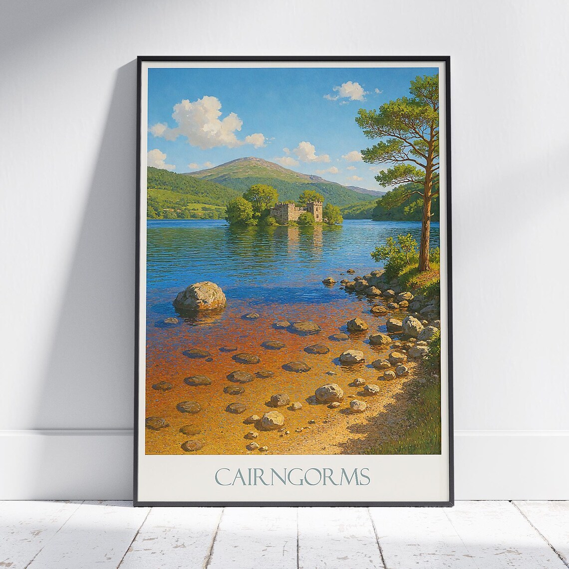 Cairngorms Loch an Eilein Island Castle Scotland Travel Poster