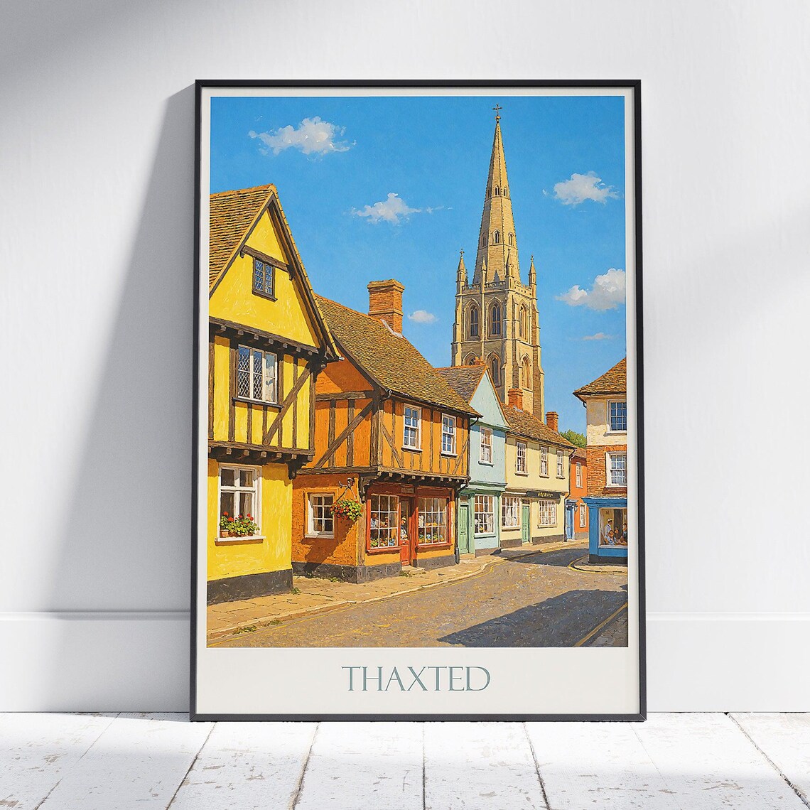 Thaxted Essex Tudor Timber Church Spire Village Travel Poster