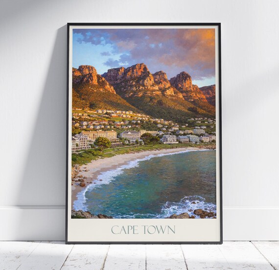Cape Town Travel Print South Africa Travel Poster Painted Wall Art Home Decor Framed Personalized Print Vacation Travel Gift