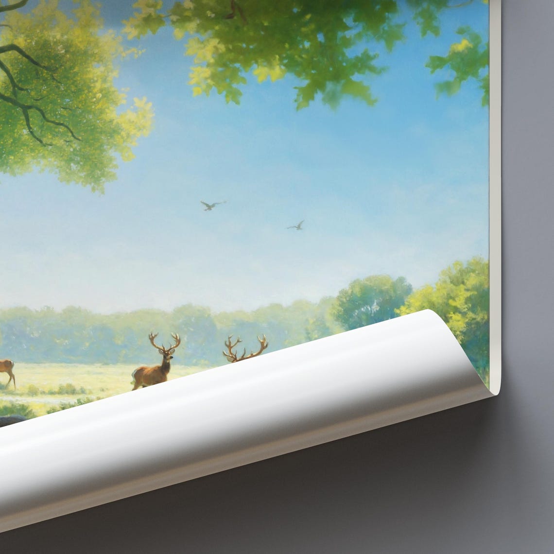 Richmond Park London Painted Red Deer Beneath Ancient Oak Poster - Image 4