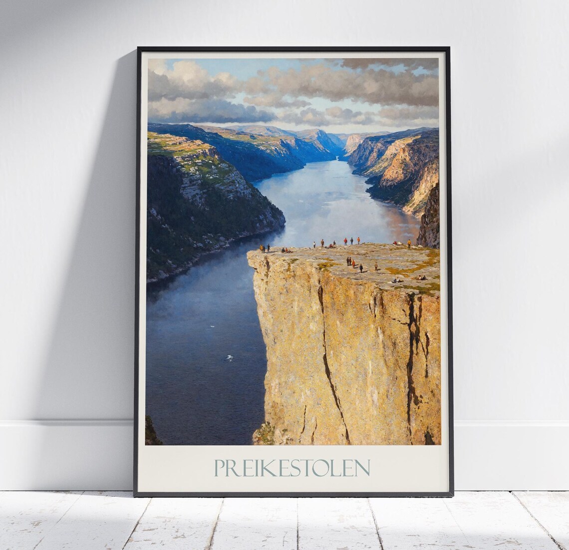 Preikestolen Norway Pulpit Rock Lysefjord Painted Travel Poster