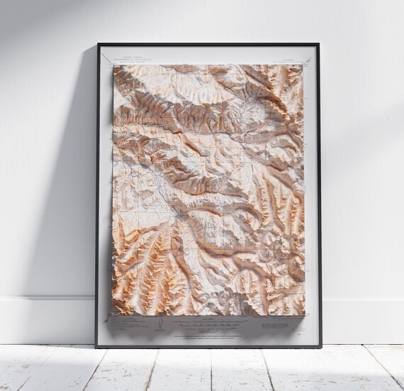Aspen Colorado Vintage Shaded Flat 2d Map Print Poster Wall Art Decor Topography