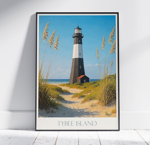 Tybee Island Georgia Lighthouse Beach Coastal Vintage Travel Poster
