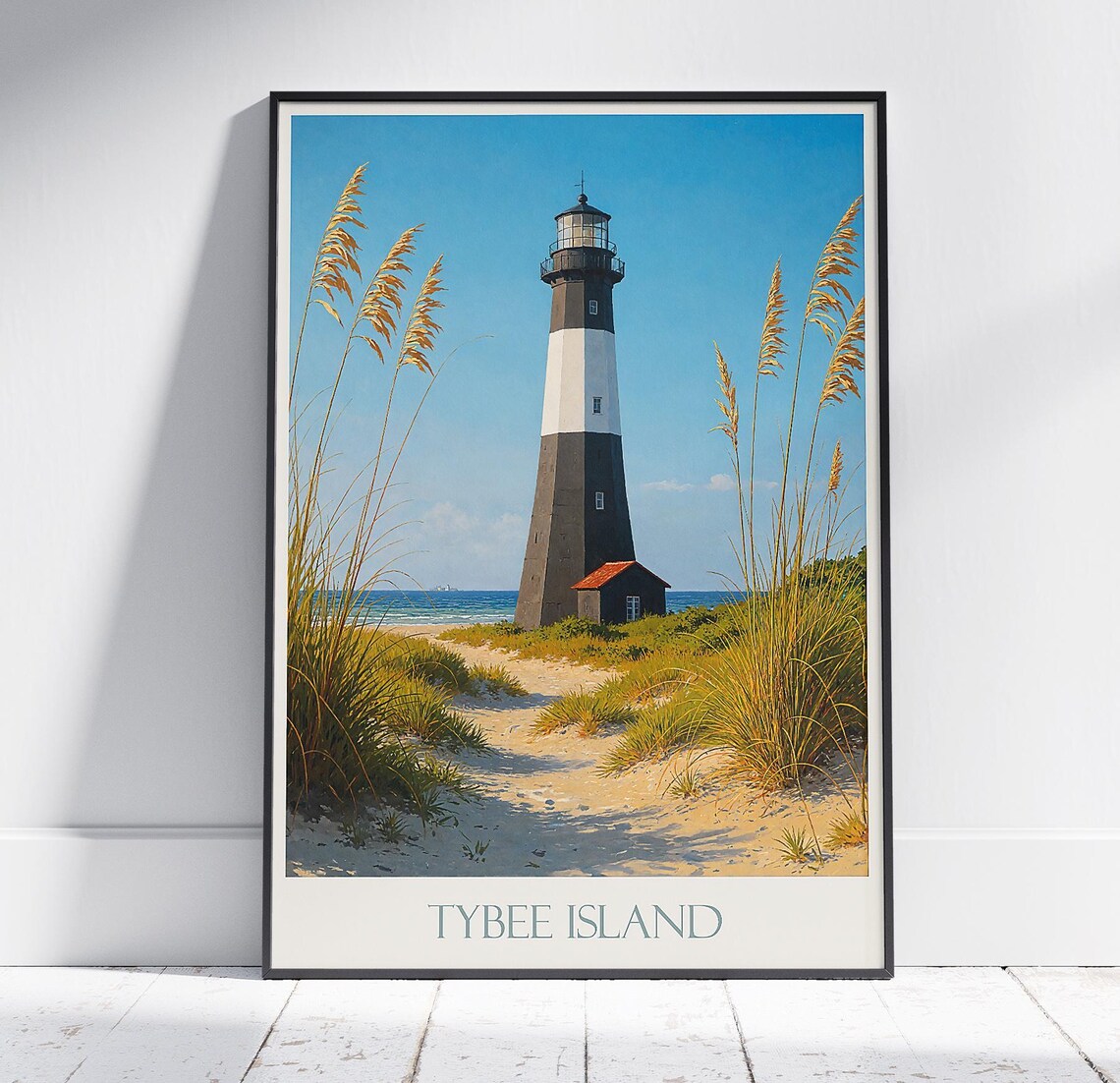 Tybee Island Georgia Lighthouse Beach Coastal Vintage Travel Poster