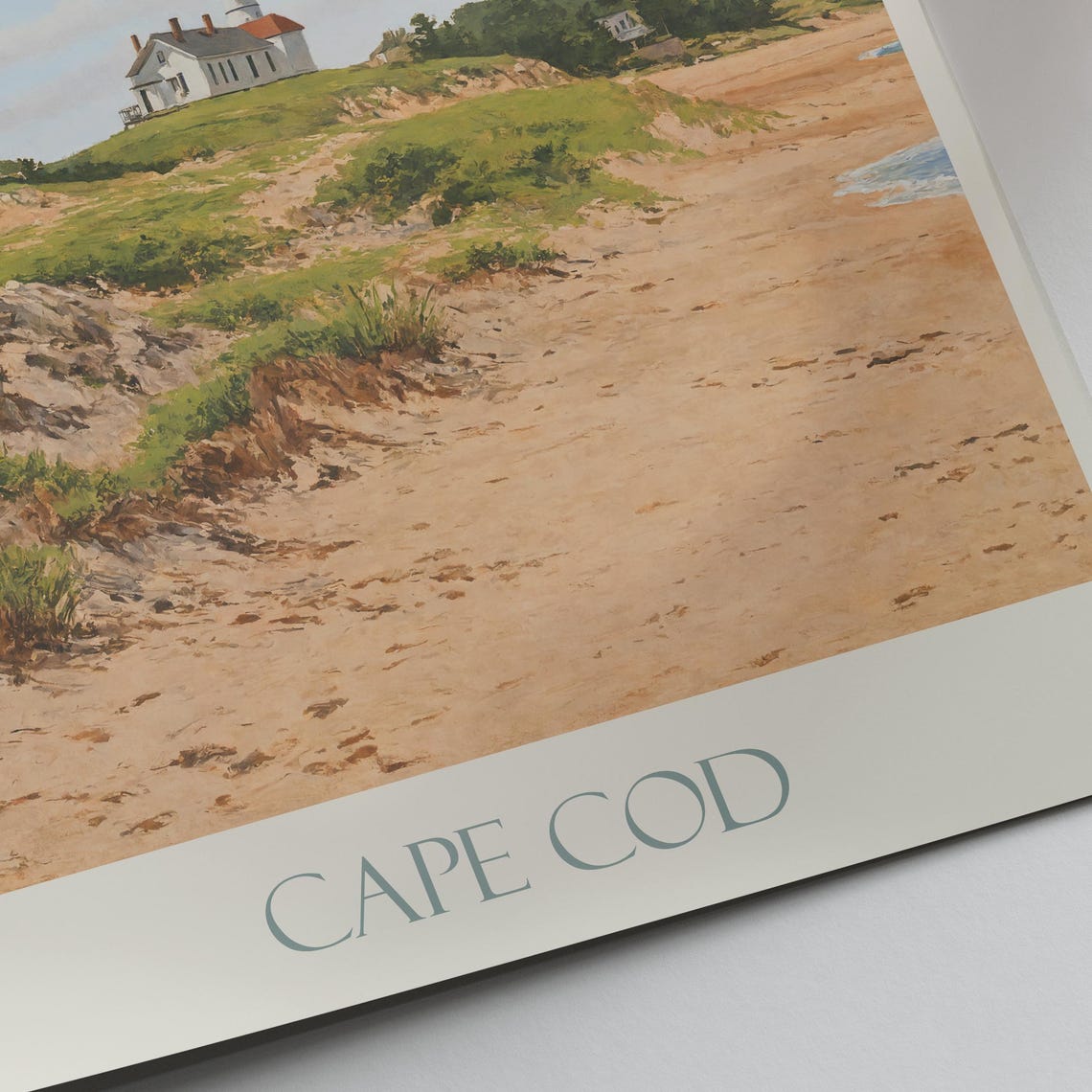 Cape Cod Massachusetts Lighthouse on Grassy Coast Travel Art Poster - Image 3