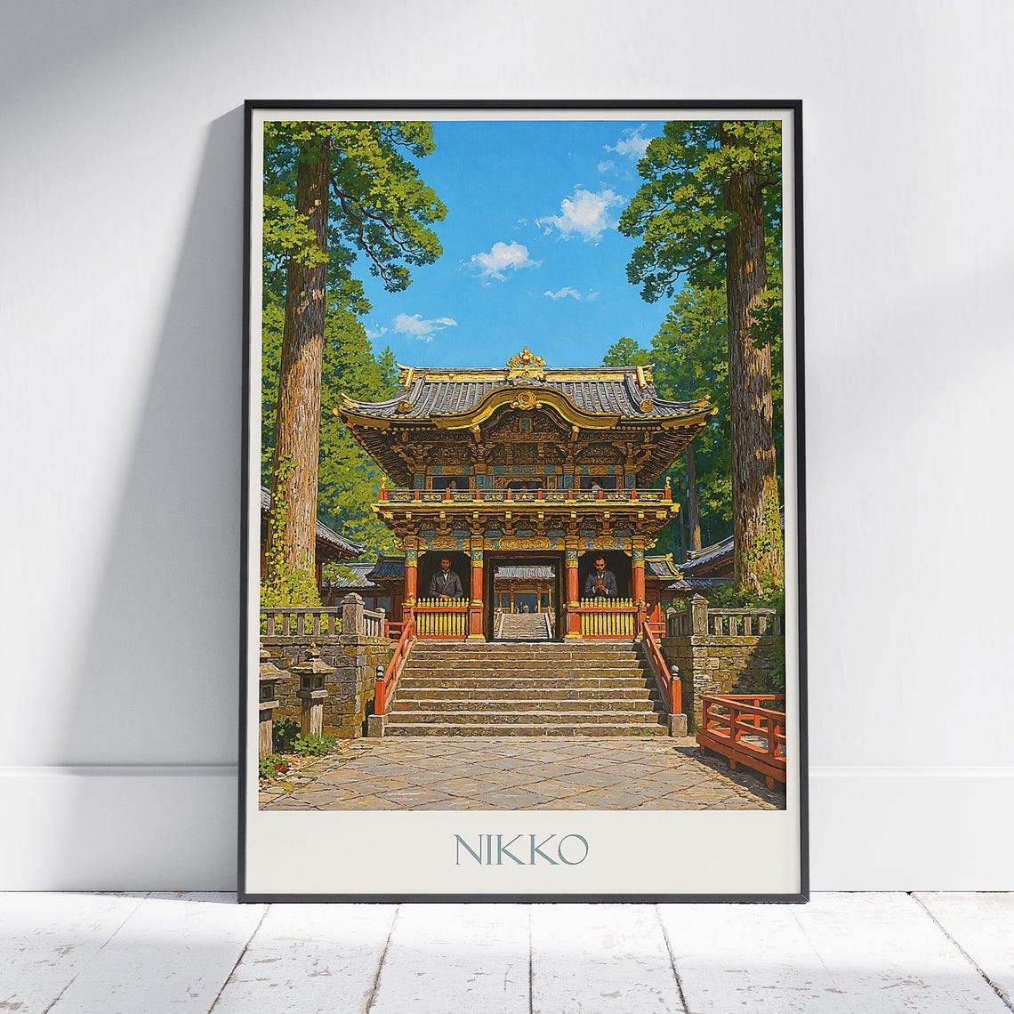 Nikko Toshogu Shrine Gilded Ornate Gate Stone Cedar Trees Poster
