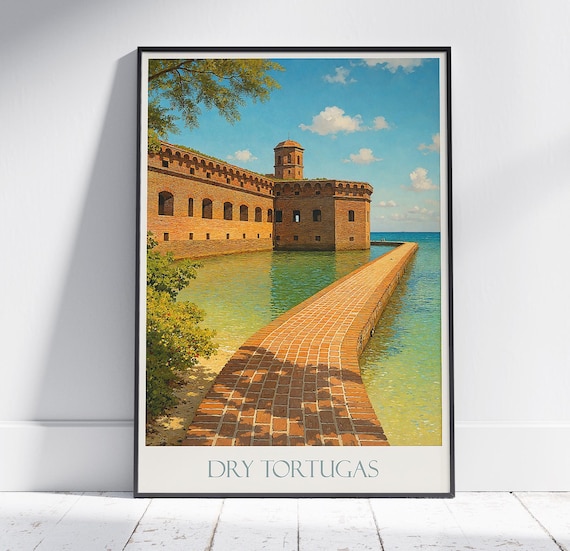 Dry Tortugas Fort Jefferson Brick Fort Turquoise Water Travel Poster