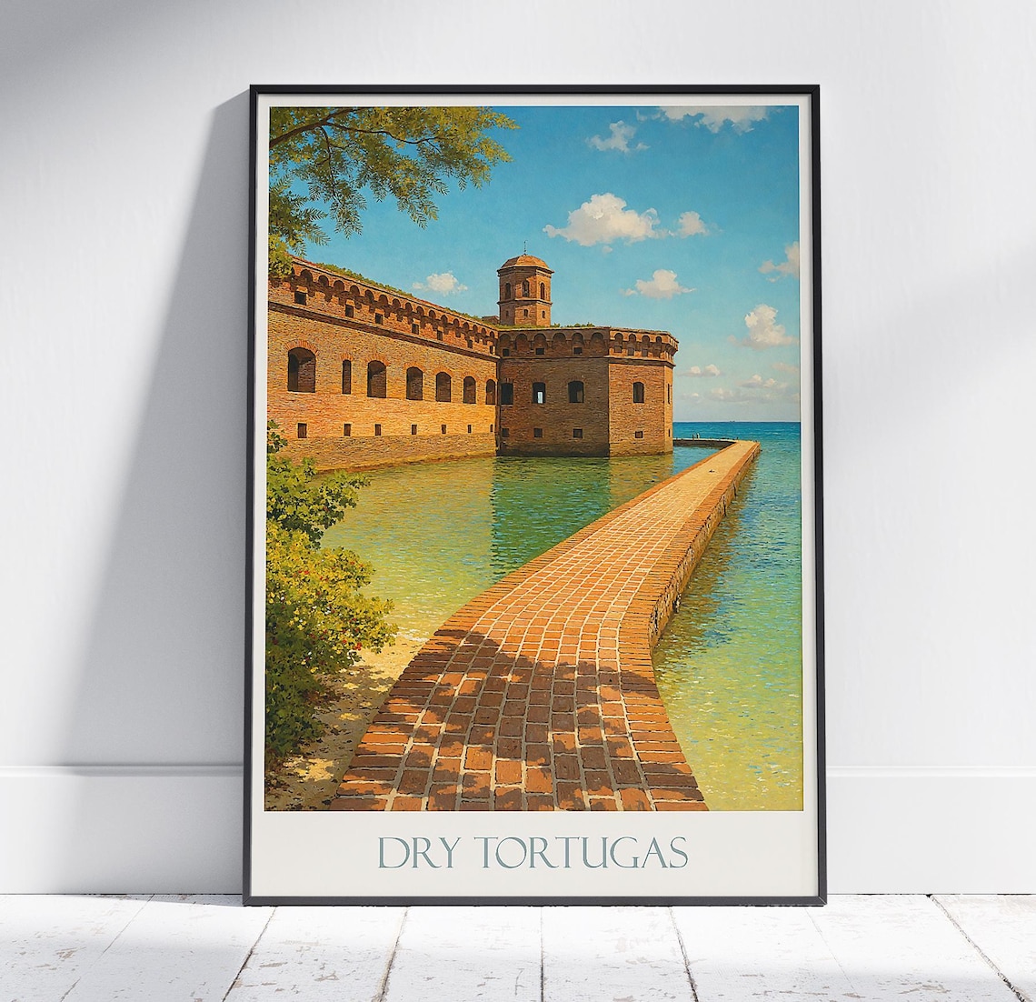 Dry Tortugas Fort Jefferson Brick Fort Turquoise Water Travel Poster