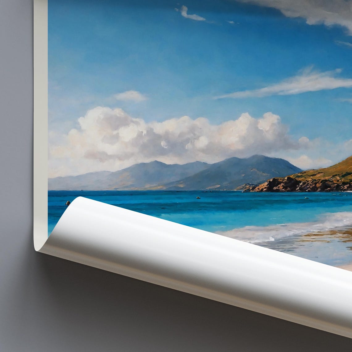 Camusdarach Scotland Beach Sand Dunes Mountain Painted Poster - Image 3