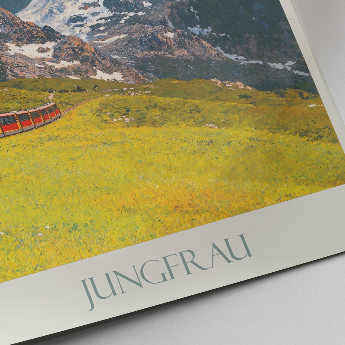 Jungfrau Switzerland Glacier Alpine Train Painted Travel Poster - Image 2