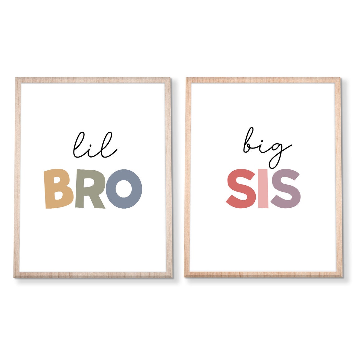 Lil Bro Big Sis Matching Two Piece Kids Room Sibling Decor Poster