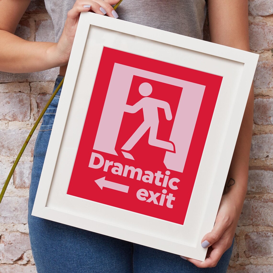 Dramatic Exit Print Dramatic Exit Sign Funny Poster Quirky Pink Sign Dopamine Decor Maximalist Wall Art Instant - Image 2