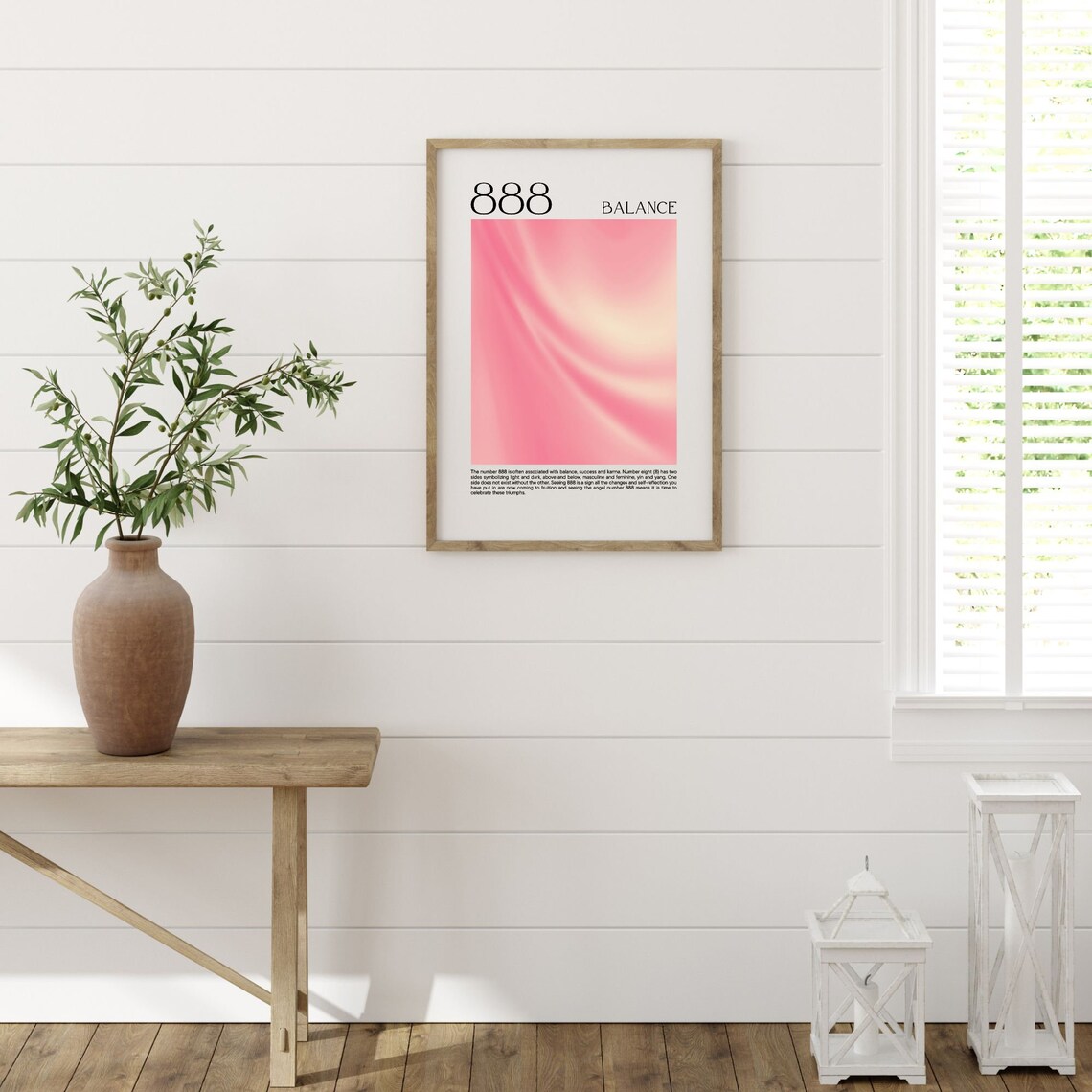 Angel Number 888 Balance Pink Aura Gradient Spiritual Poster - Image 2
