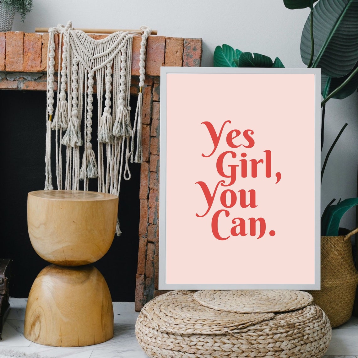 Yes Girl You Can Typography Wall Art Print Positive Quote Print Girl Power Female Empowerment Poster Self Love Print - Image 2
