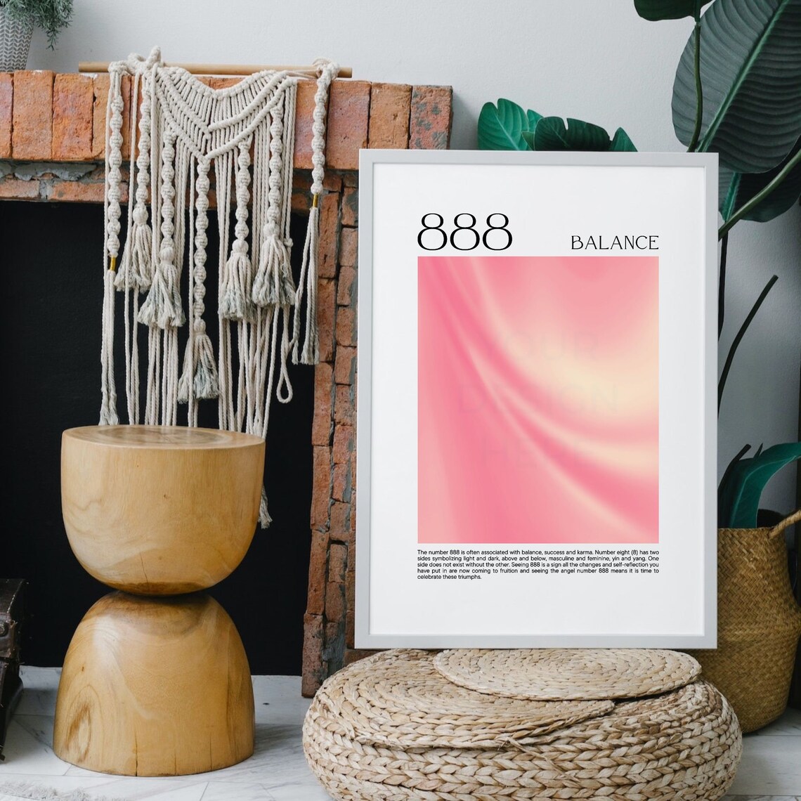 Angel Number 888 Balance Pink Aura Gradient Spiritual Poster - Image 3