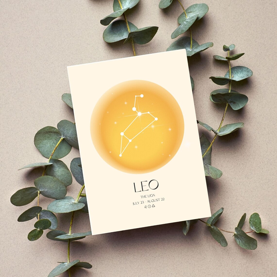Leo Constellation Golden Aura Zodiac Lion Star Sign Astrology Poster - Image 3