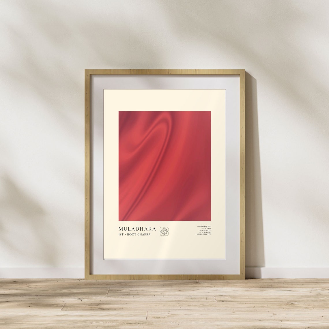 Muladhara Root Chakra Red Silk Spiritual Affirmation Art Poster