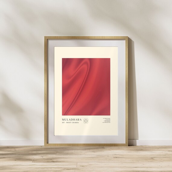 Muladhara Root Chakra Red Silk Spiritual Affirmation Art Poster
