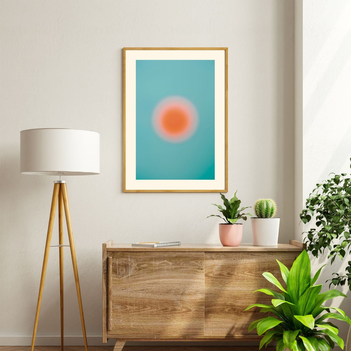 Turquoise Aura Gradient Orb Minimal Spiritual Decorative Poster - Image 2